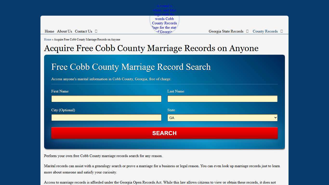 Acquire Free Cobb County Marriage Records on Anyone